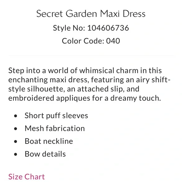 Free People Secret Garden Maxi Dress NWT Size Small